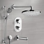 Remer TSR48 Chrome Thermostatic Tub and Shower Set with Rain Shower Head and Hand Shower